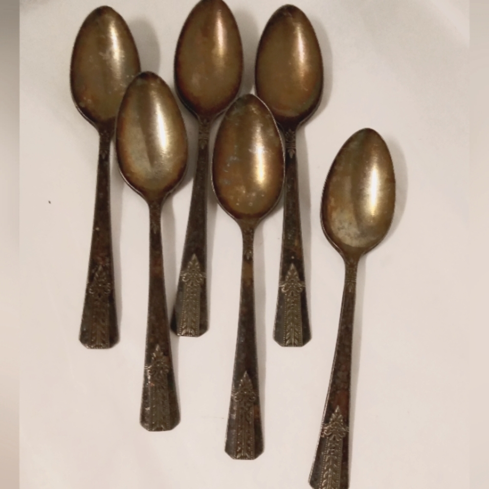 6 Vernon 6" Serving Spoons Silverplated Flatware Silverware Replacement